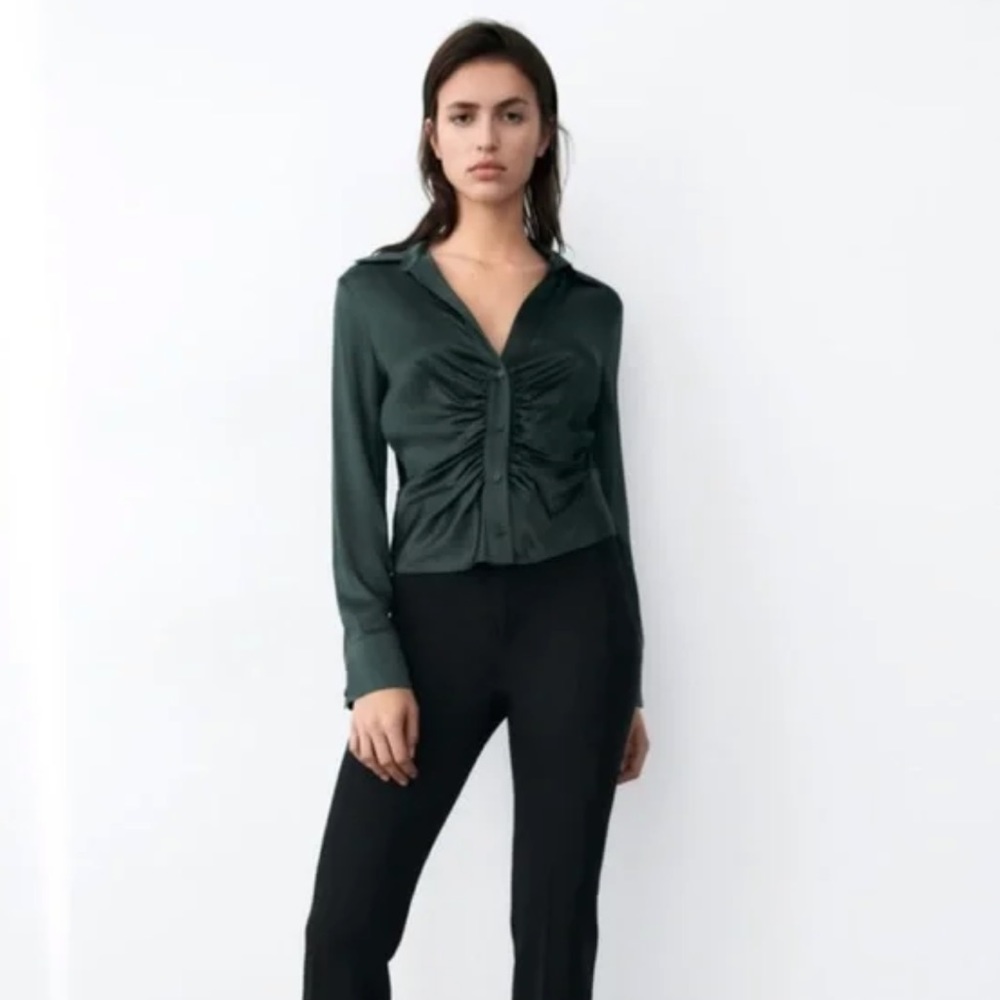ZARA PLEATED SATIN SHIRT